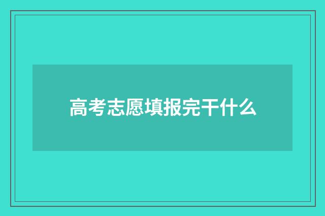 高考志愿填报完干什么