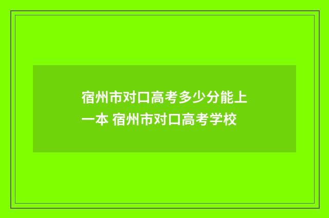 宿州市对口高考多少分能上一本 宿州市对口高考学校