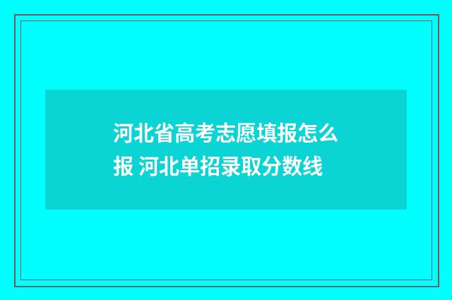 河北省高考志愿填报怎么报 河北单招录取分数线