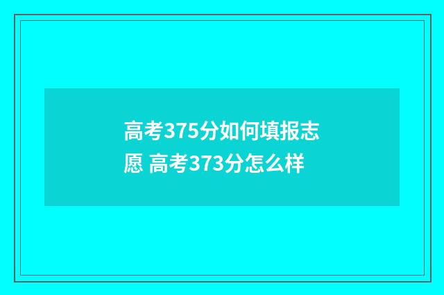 高考375分如何填报志愿 高考373分怎么样