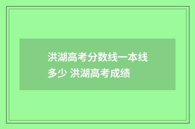 洪湖高考分数线一本线多少 洪湖高考成绩