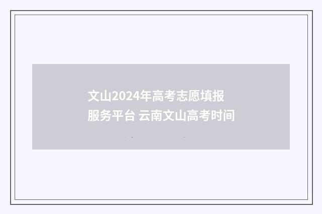 文山2024年高考志愿填报服务平台 云南文山高考时间