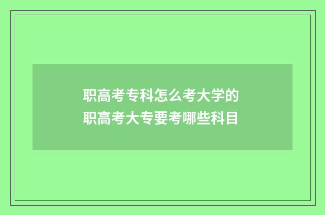 职高考专科怎么考大学的 职高考大专要考哪些科目