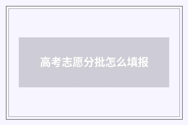 高考志愿分批怎么填报