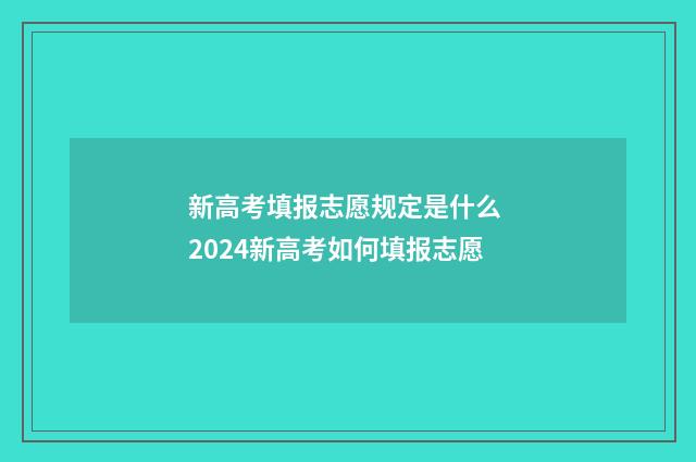 新高考填报志愿规定是什么 2024新高考如何填报志愿