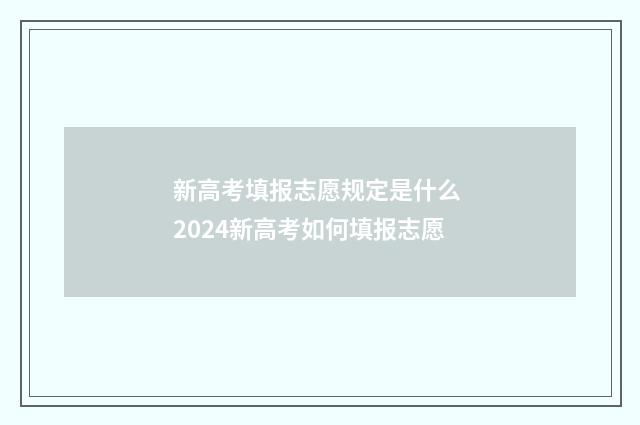 新高考填报志愿规定是什么 2024新高考如何填报志愿
