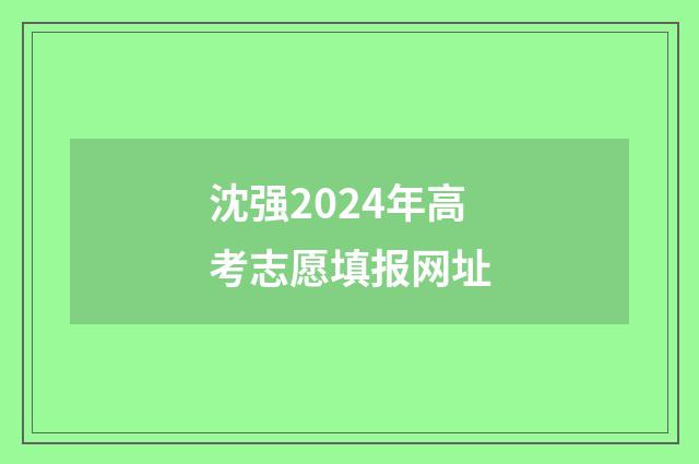 沈强2024年高考志愿填报网址