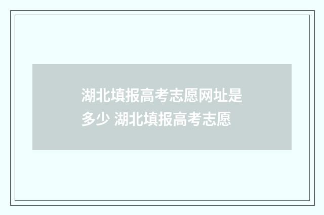 湖北填报高考志愿网址是多少 湖北填报高考志愿