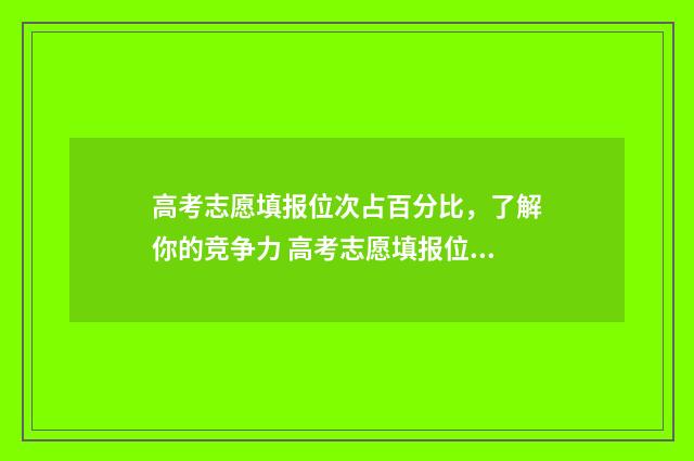 高考志愿填报位次占百分比，了解你的竞争力 高考志愿填报位次法举例说明