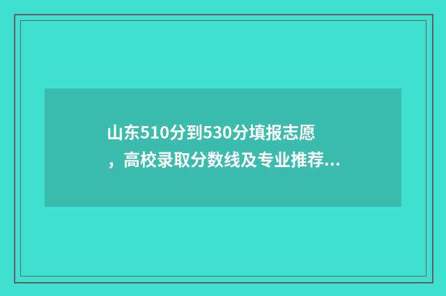 山东510分到530分填报志愿，高校录取分数线及专业推荐 山东高考510分