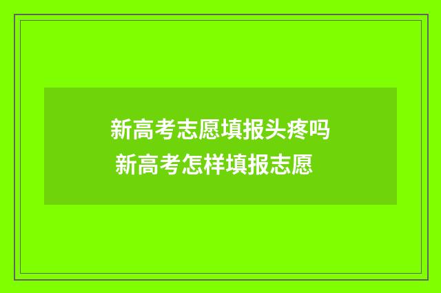 新高考志愿填报头疼吗 新高考怎样填报志愿