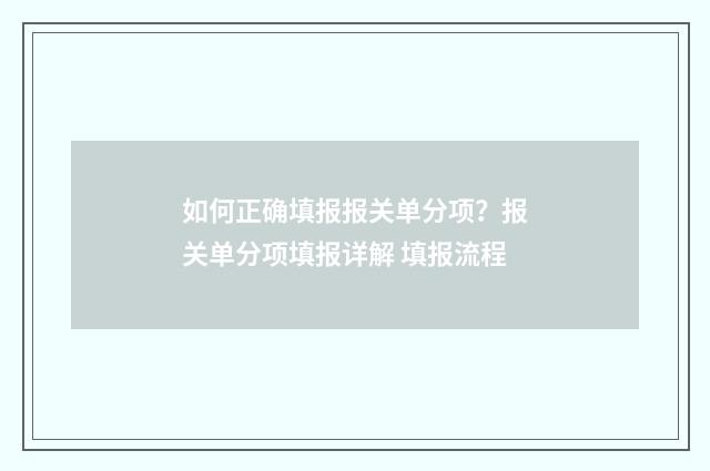 如何正确填报报关单分项？报关单分项填报详解 填报流程