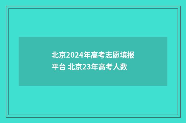 北京2024年高考志愿填报平台 北京23年高考人数