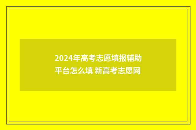 2024年高考志愿填报辅助平台怎么填 新高考志愿网