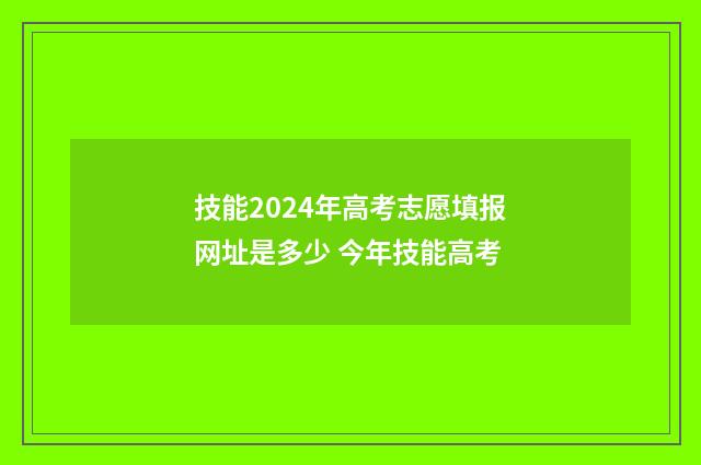技能2024年高考志愿填报网址是多少 今年技能高考