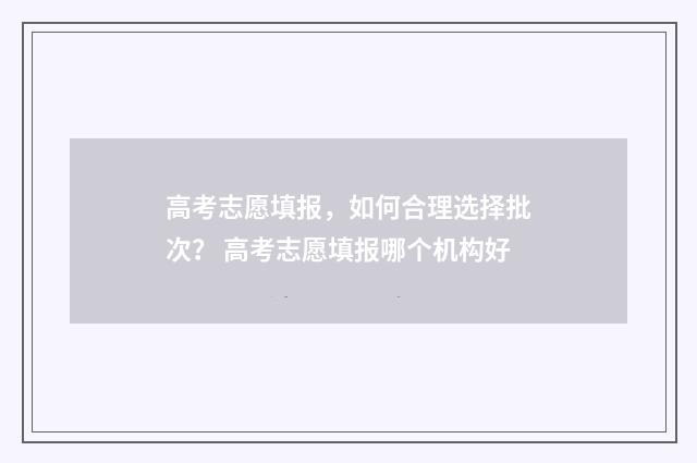 高考志愿填报，如何合理选择批次？ 高考志愿填报哪个机构好