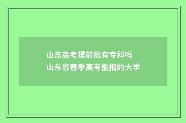 山东高考提前批有专科吗 山东省春季高考能报的大学