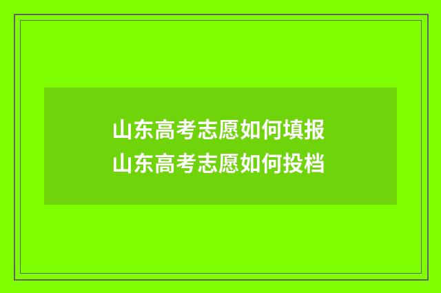 山东高考志愿如何填报 山东高考志愿如何投档