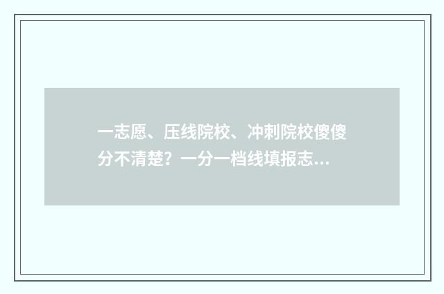 一志愿、压线院校、冲刺院校傻傻分不清楚？一分一档线填报志愿指南助你一臂之力 第一志愿刚好压投档线怎么办
