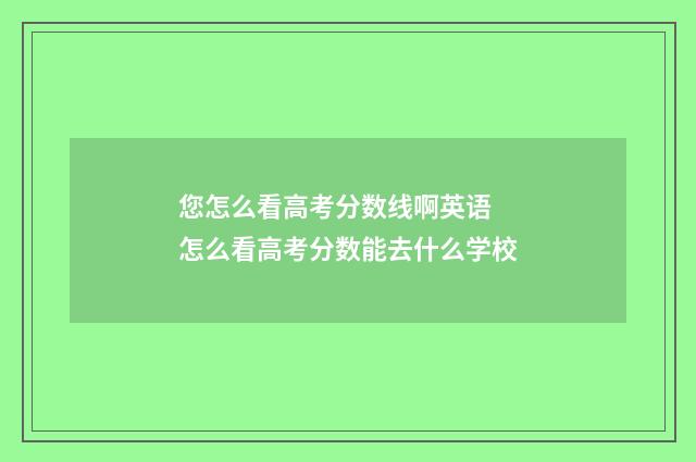 您怎么看高考分数线啊英语 怎么看高考分数能去什么学校