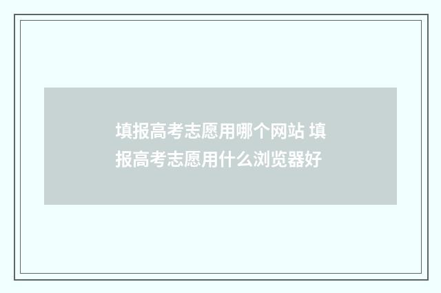 填报高考志愿用哪个网站 填报高考志愿用什么浏览器好