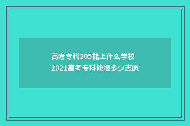 高考专科205能上什么学校 2021高考专科能报多少志愿