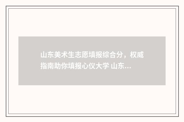 山东美术生志愿填报综合分，权威指南助你填报心仪大学 山东美术生志愿填报时间