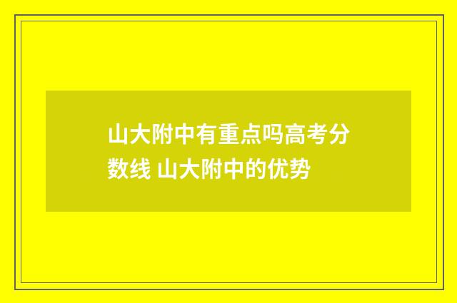 山大附中有重点吗高考分数线 山大附中的优势