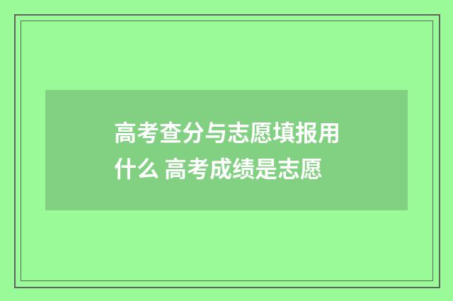 高考查分与志愿填报用什么 高考成绩是志愿
