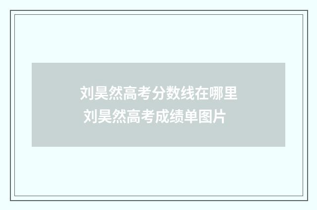 刘昊然高考分数线在哪里 刘昊然高考成绩单图片