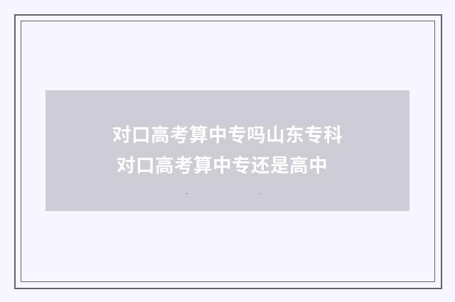 对口高考算中专吗山东专科 对口高考算中专还是高中