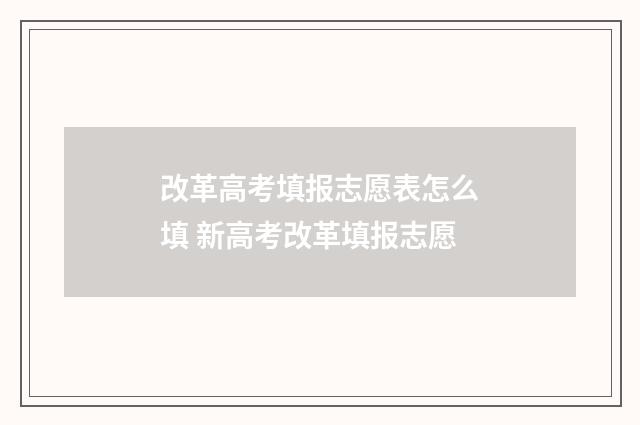 改革高考填报志愿表怎么填 新高考改革填报志愿