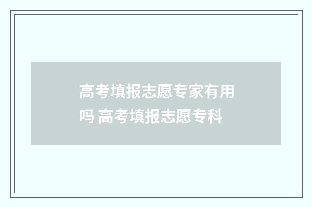 高考填报志愿专家有用吗 高考填报志愿专科