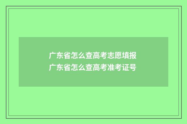 广东省怎么查高考志愿填报 广东省怎么查高考准考证号