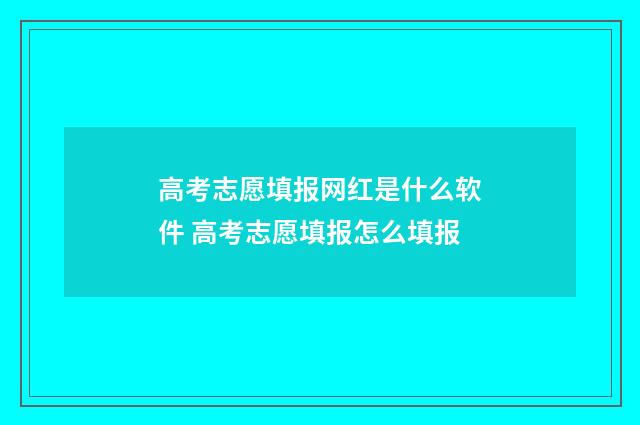 高考志愿填报网红是什么软件 高考志愿填报怎么填报