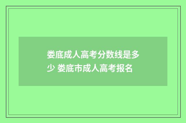 娄底成人高考分数线是多少 娄底市成人高考报名
