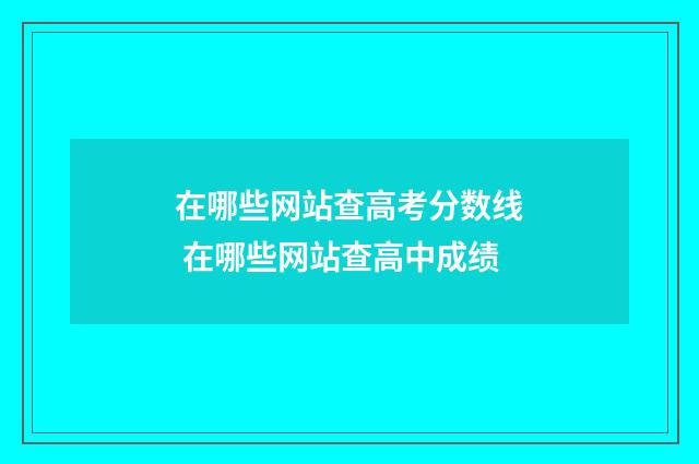 在哪些网站查高考分数线 在哪些网站查高中成绩