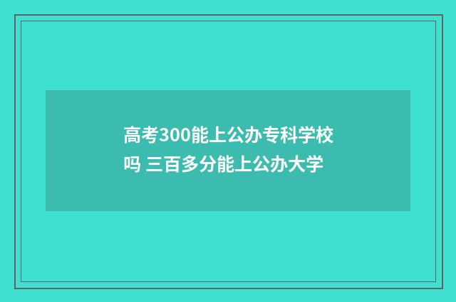 高考300能上公办专科学校吗 三百多分能上公办大学