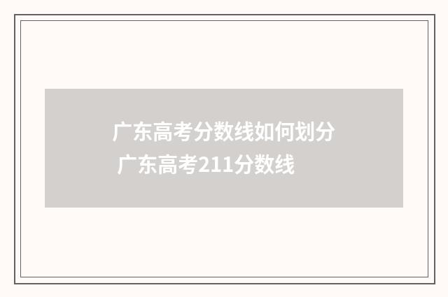 广东高考分数线如何划分 广东高考211分数线
