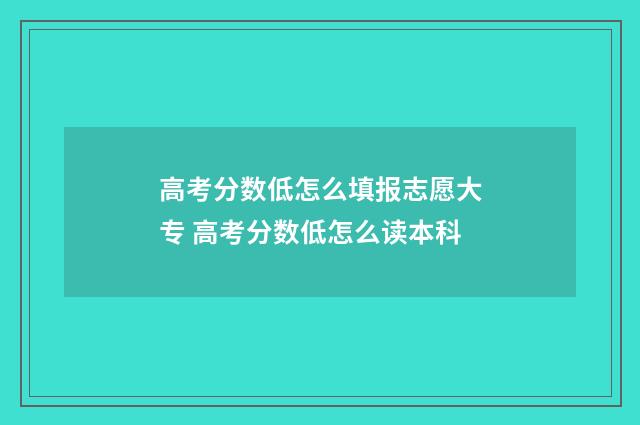 高考分数低怎么填报志愿大专 高考分数低怎么读本科