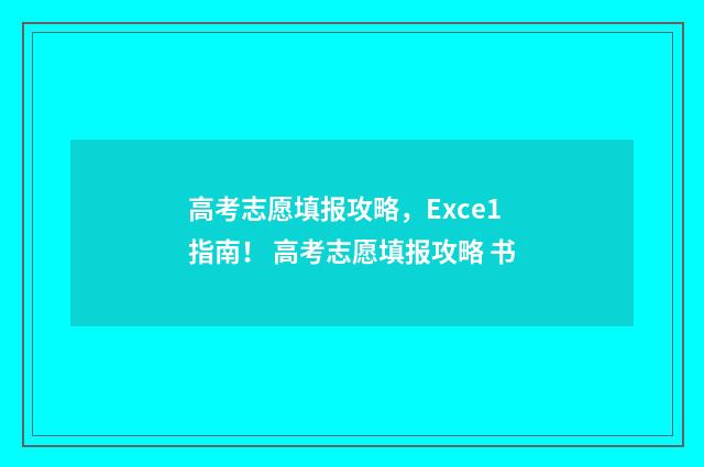 高考志愿填报攻略，Exce1指南！ 高考志愿填报攻略 书