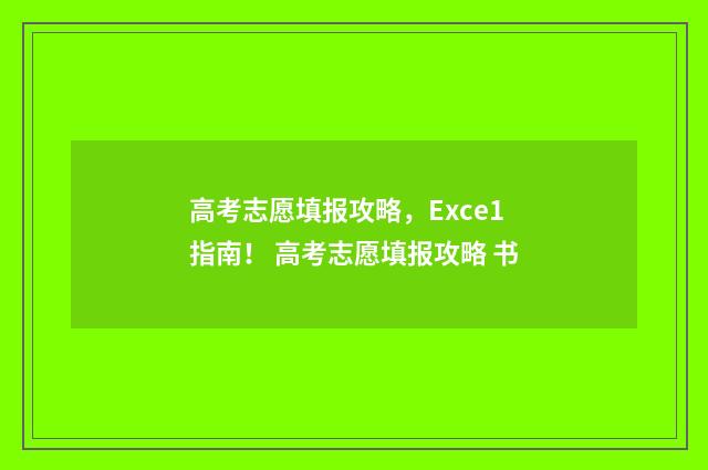 高考志愿填报攻略，Exce1指南！ 高考志愿填报攻略 书