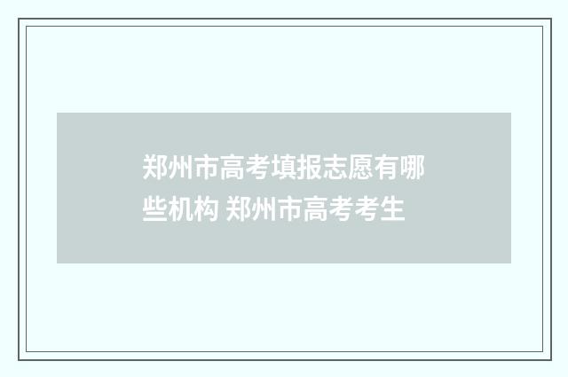 郑州市高考填报志愿有哪些机构 郑州市高考考生