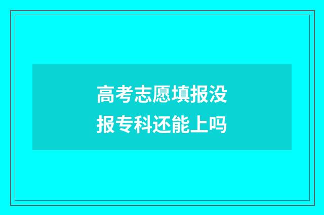 高考志愿填报没报专科还能上吗