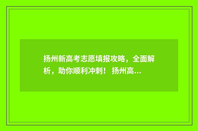 扬州新高考志愿填报攻略，全面解析，助你顺利冲刺！ 扬州高考生