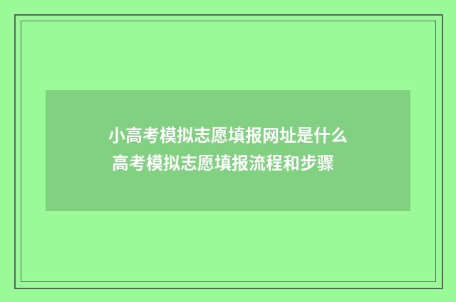 小高考模拟志愿填报网址是什么 高考模拟志愿填报流程和步骤