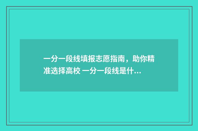 一分一段线填报志愿指南,助你精准选择高校 一分一段线是什么