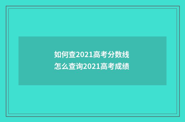 如何查2021高考分数线 怎么查询2021高考成绩