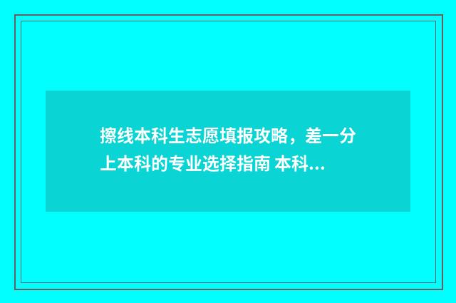 擦线本科生志愿填报攻略，差一分上本科的专业选择指南 本科批次志愿