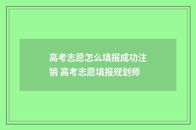 高考志愿怎么填报成功注销 高考志愿填报规划师